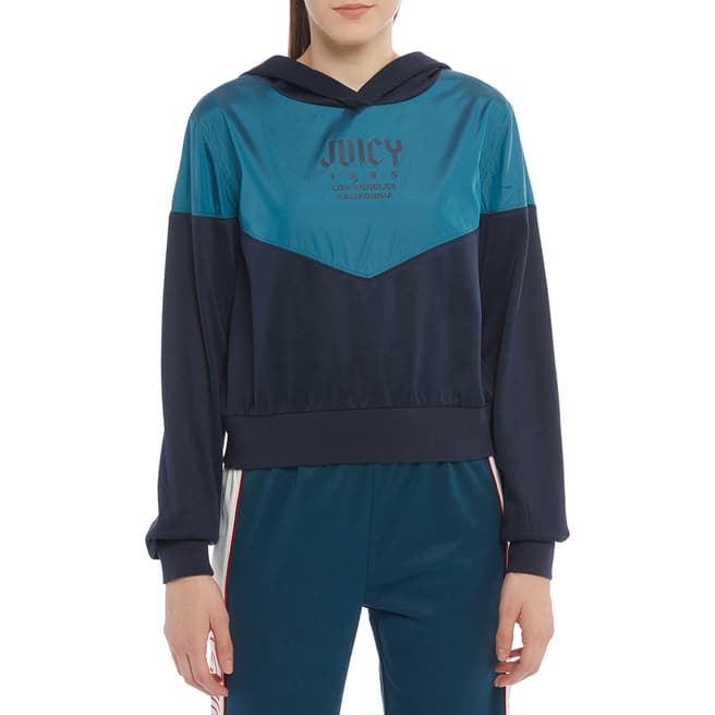 Juicy Couture Black/Blue Cropped Logo Hoodie
