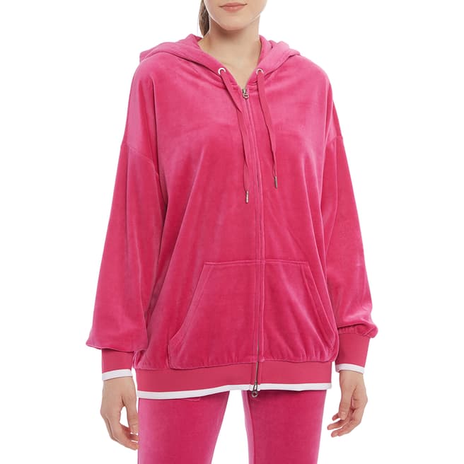 Juicy Couture Pink Cotton Velour Oversized Hoodie