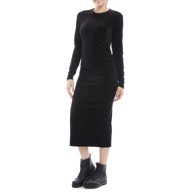 Juicy Couture Black Midi Velour Dress