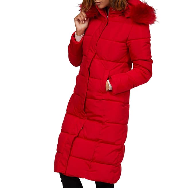 Comptoir du Manteau Red Hooded Quilted Jacket