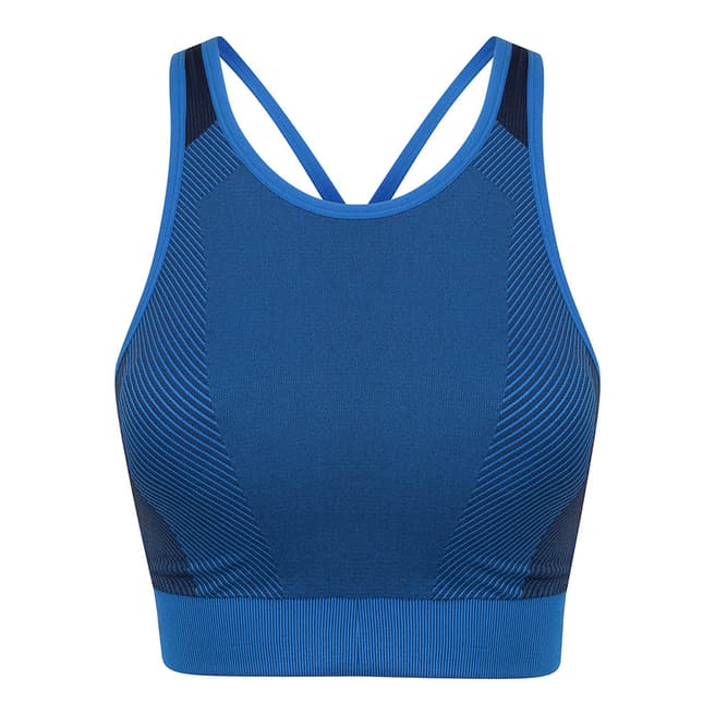 NRNB Bright Blue/Navy Contrast Seamless Panelled Crop Top