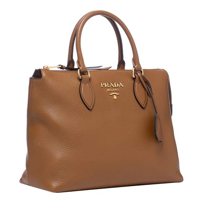 Prada Cinnamon Leather Top Handle Bag