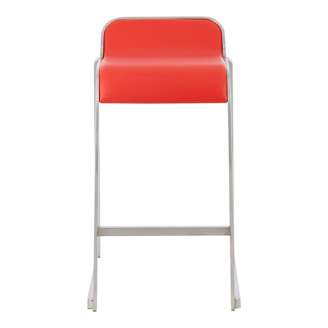 Serene Set of 2 Red Celosia Fixed Counter Height Barstool