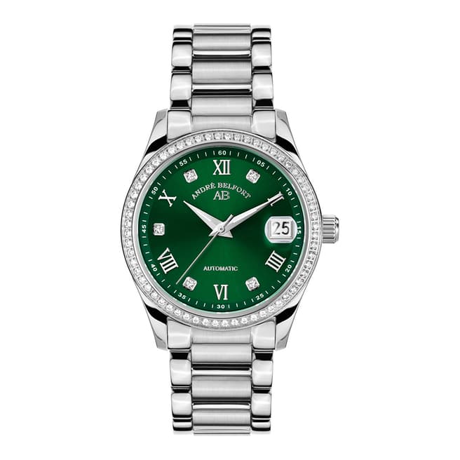 Andre Belfort Women's Silver/Green Stainless Steel Watch