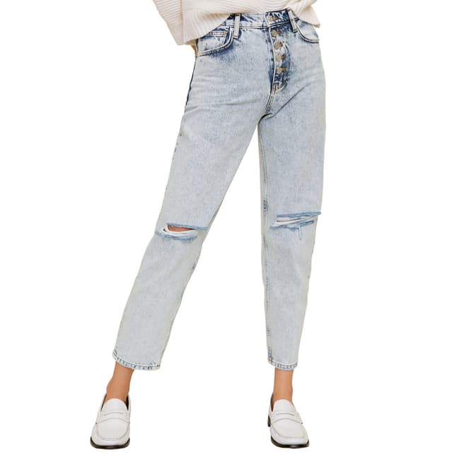 Mango Bleach Blue Faded Mom-Fit Jeans