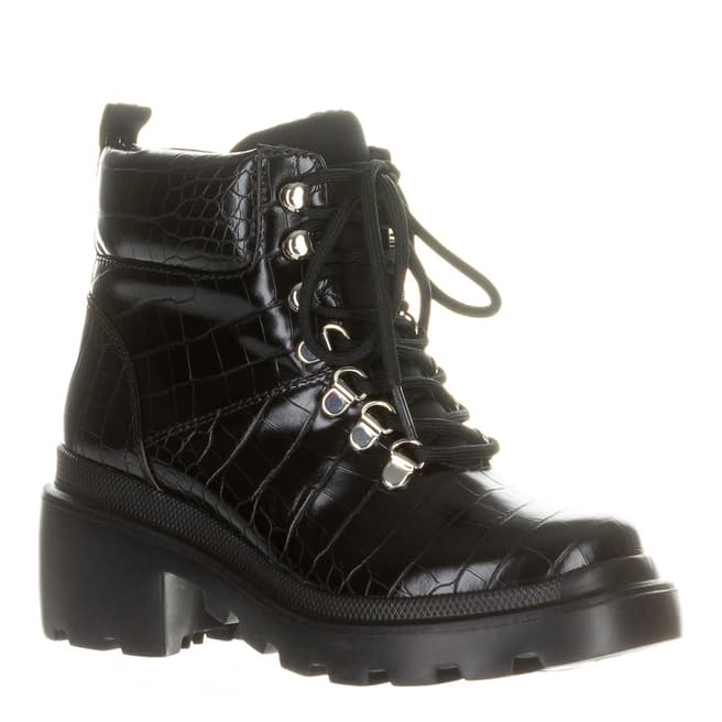 Kendall + Kylie Black Rory Vegan Leather Croc Hiker Boots
