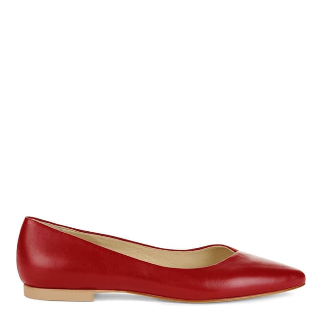Hobbs London Emily Flat Scarlet Red Leather Mix Flats