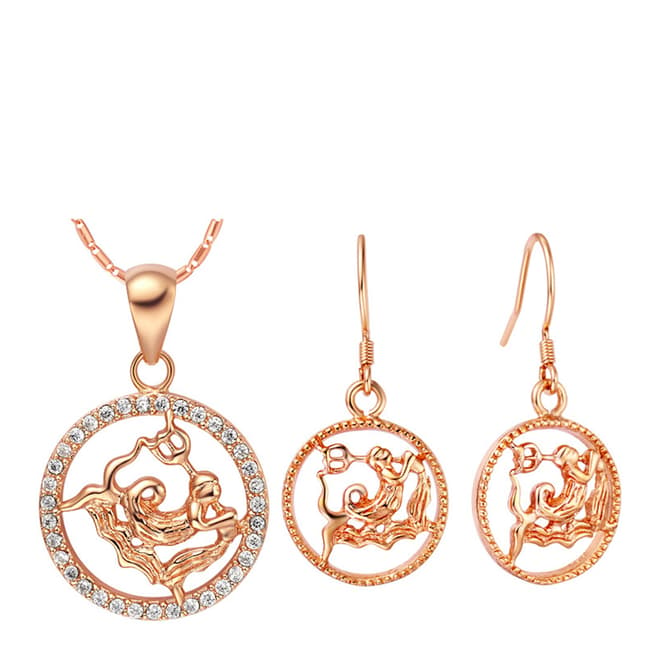 Ma Petite Amie Rose Gold Plated Aquarius Jewellery Set with Swarovski Crystals