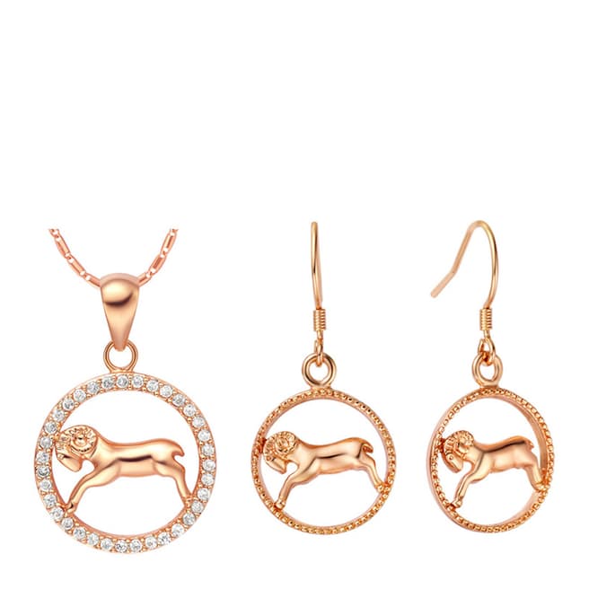 Ma Petite Amie Rose Gold Plated Aries Jewellery Set with Swarovski Crystals