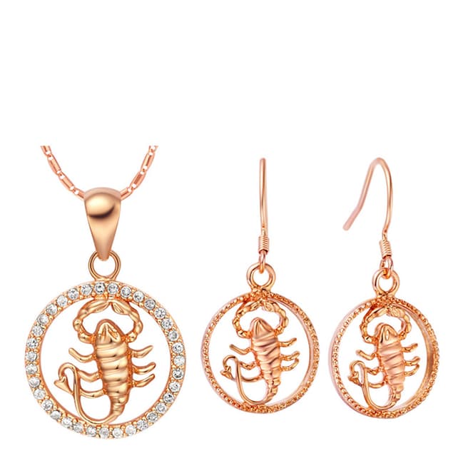 Ma Petite Amie Rose Gold Plated Scorpio Jewellery Set with Swarovski Crystals