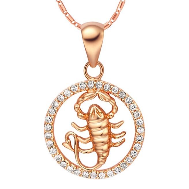 Ma Petite Amie Rose Gold Plated Scorpio Necklace with Swarovski Crystals