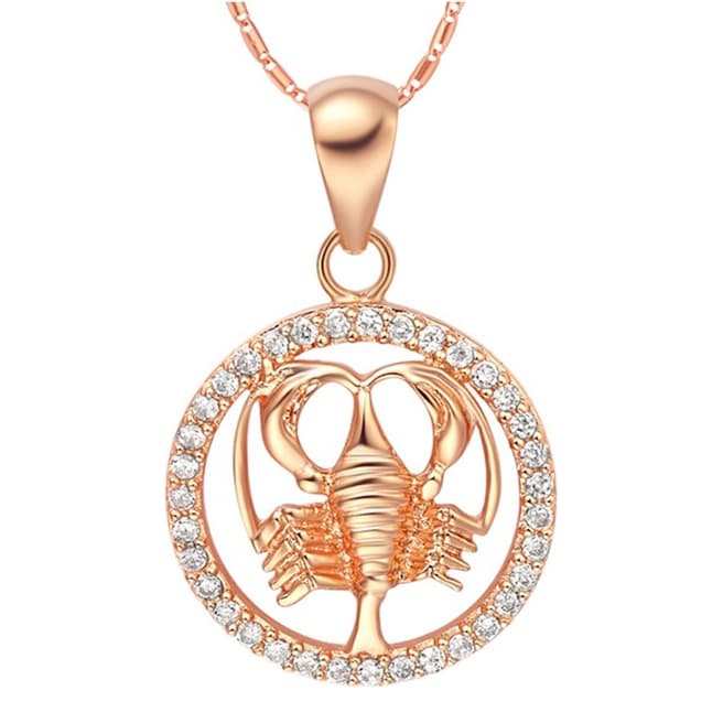Ma Petite Amie Rose Gold Plated Cancer Necklace with Swarovski Crystals