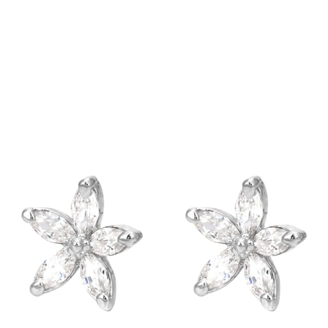 Ma Petite Amie White Gold Plated Flower Earrings with Swarovski Elements