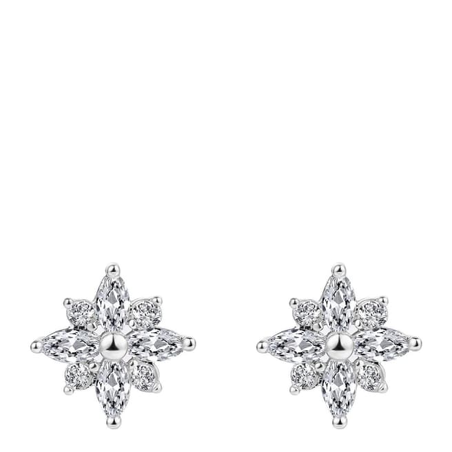 Ma Petite Amie White Gold Plated Flower Earrings with Swarovski Elements