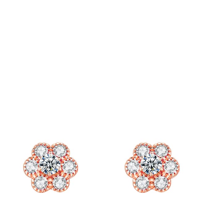 Ma Petite Amie Rose Gold Plated Flower Earrings with Swarovski Elements