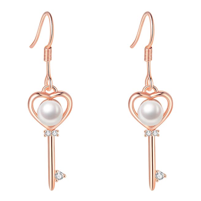 Ma Petite Amie Rose Gold Plated Key Earrings with Swarovski Elements
