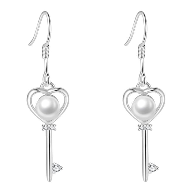 Ma Petite Amie White Gold Plated Key Earrings with Swarovski Elements