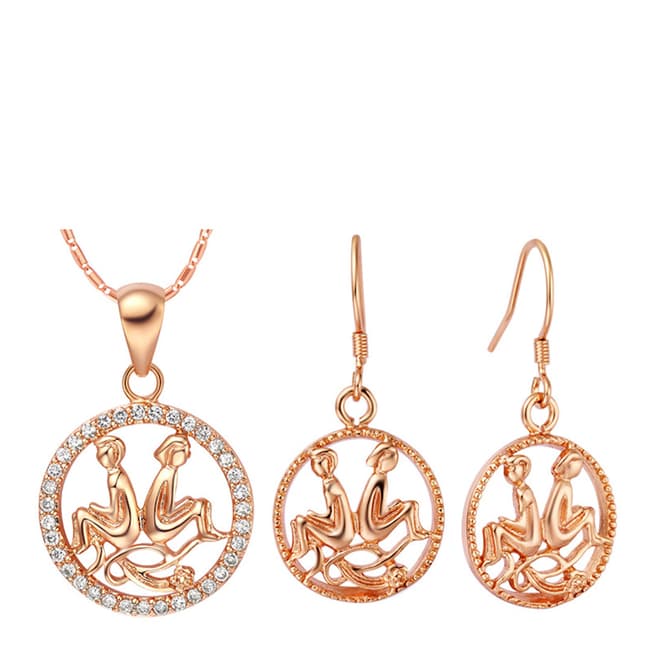 Ma Petite Amie Rose Gold Plated Gemini Jewellery Set with Swarovski Crystals