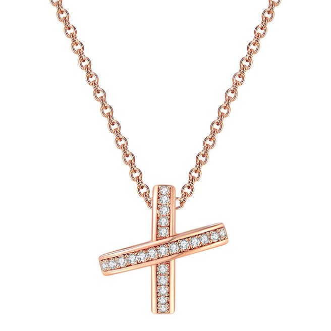 Ma Petite Amie Rose Gold Plated Cross Necklace with Swarovski Elements