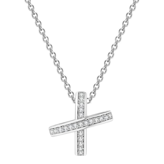 Ma Petite Amie White Gold Plated Cross Necklace with Swarovski Elements
