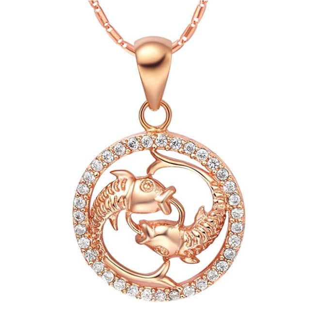 Ma Petite Amie Rose Gold Plated Pisces Necklace with Swarovski Crystals