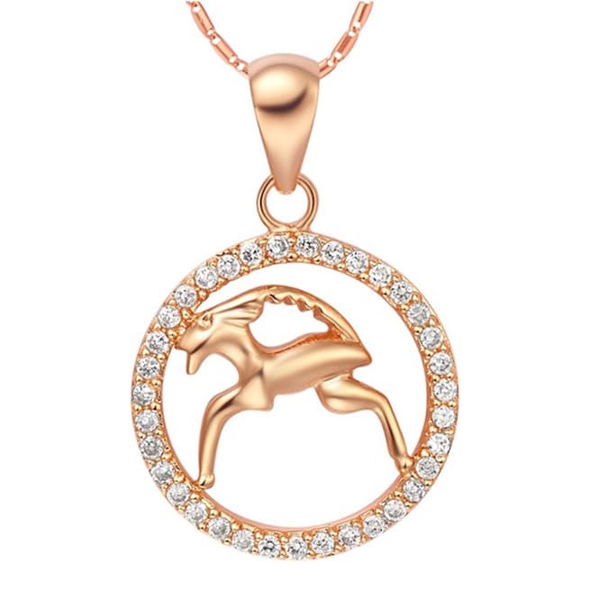Ma Petite Amie Rose Gold Plated Capricorn Necklace with Swarovski Crystals