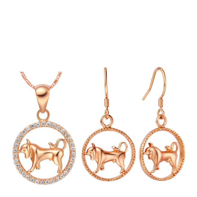 Ma Petite Amie Rose Gold Plated Taurus Jewellery Set with Swarovski Crystals