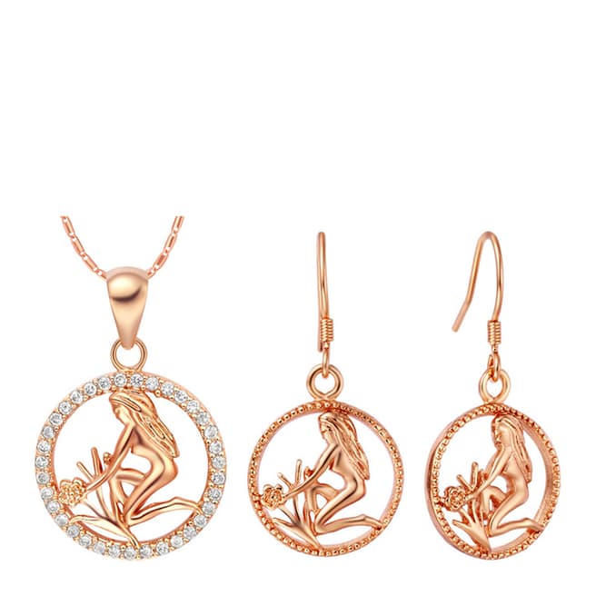 Ma Petite Amie Rose Gold Plated Virgo Jewellery Set with Swarovski Crystals