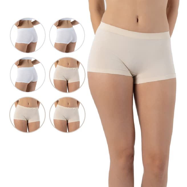 Formeasy 7 Pack 3 White 3 Beige Seamless Short Panty