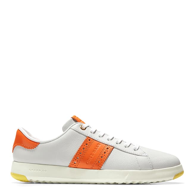 Cole Haan White/Orange GrandPro Tennis Classic Sneakers