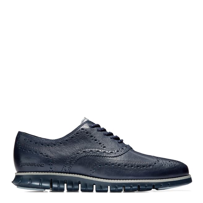 Cole Haan Blue Navy Zerogrand Wingtip Oxford Shoes