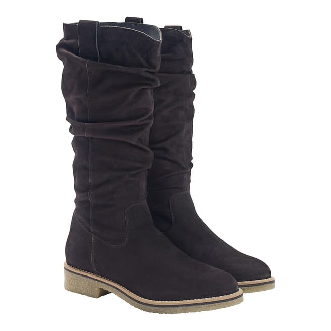 White Stuff Black Sylvie Ruched Mid Height Boot