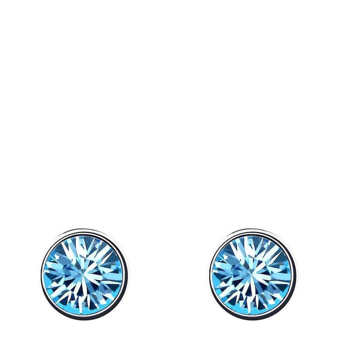 Ma Petite Amie Silver Plated/Light Blue Stud Earrings with Swarovski Crystals