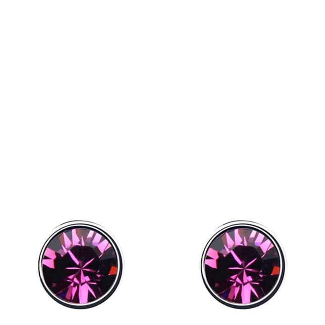 Ma Petite Amie White Gold Plated/Dark Pink Earrings with Swarovski Crystals