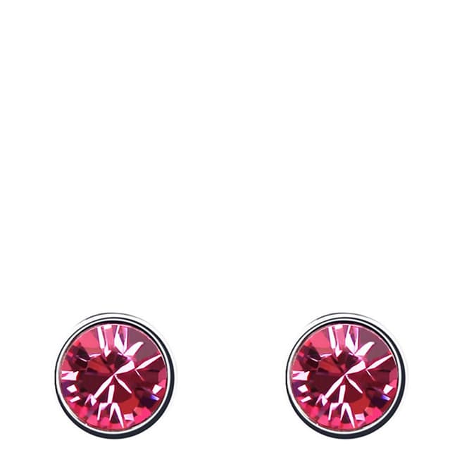 Ma Petite Amie Silver Plated/Dark Pink Stud Earrings with Swarovski Crystals