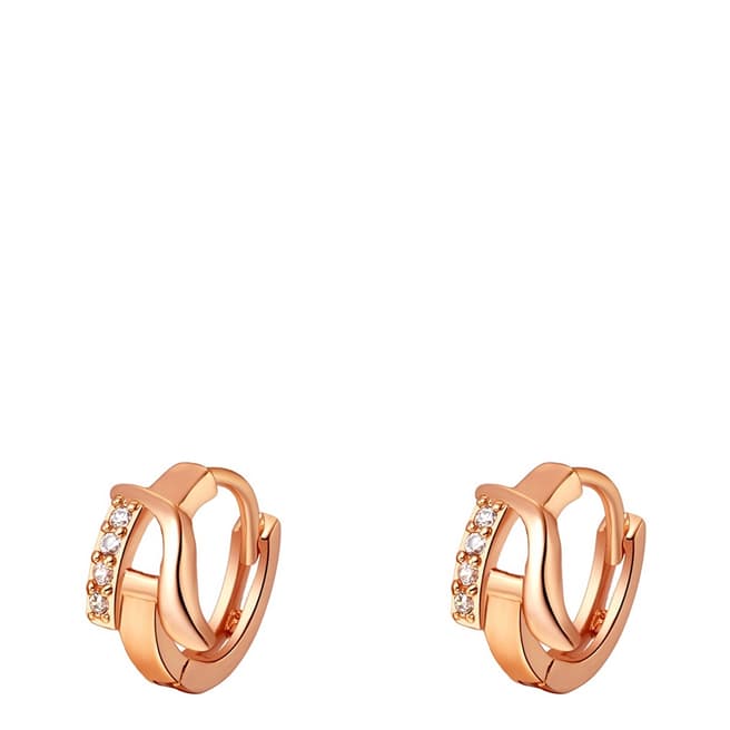 Ma Petite Amie Rose Gold Plated 'A' Initial Earrings with Swarovski Crystals