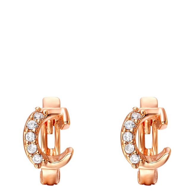 Ma Petite Amie Rose Gold Plated 'C' Initial Earrings with Swarovski Crystals