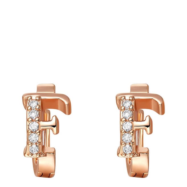 Ma Petite Amie Rose Gold Plated 'F' Initial Earrings with Swarovski Crystals