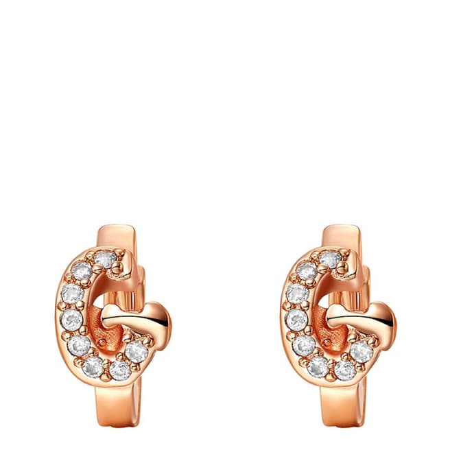 Ma Petite Amie Rose Gold Plated 'G' Initial Earrings with Swarovski Crystals