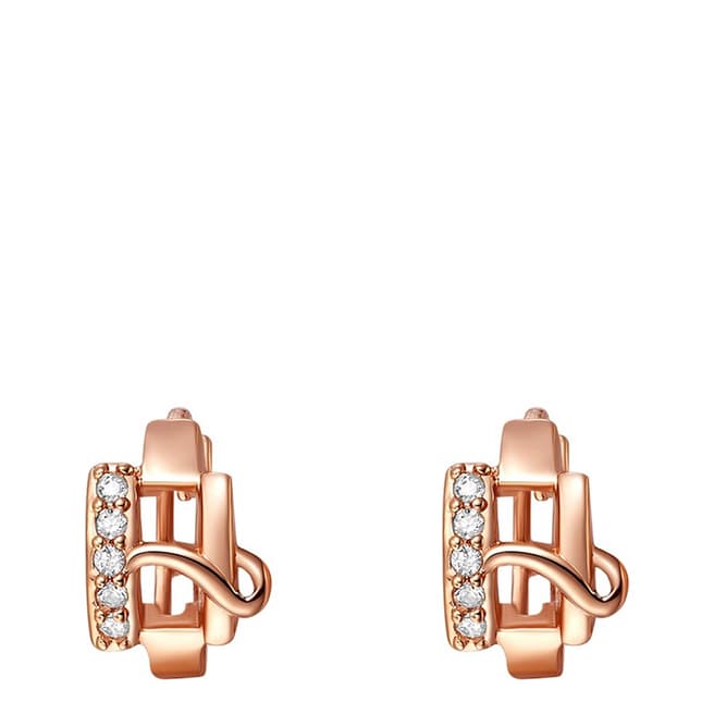 Ma Petite Amie Rose Gold Plated 'H' Initial Earrings with Swarovski Crystals