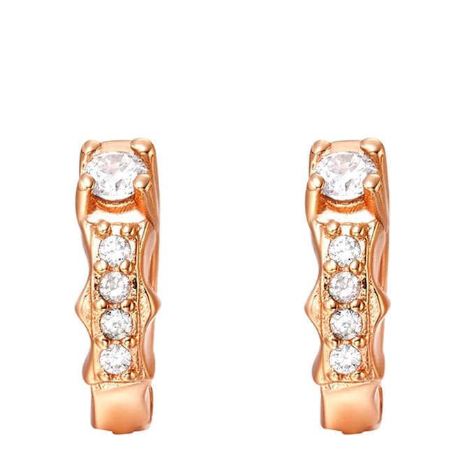 Ma Petite Amie Rose Gold Plated 'I' Initial Earrings with Swarovski Crystals