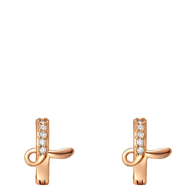 Ma Petite Amie Rose Gold Plated 'L' Initial Earrings with Swarovski Crystals