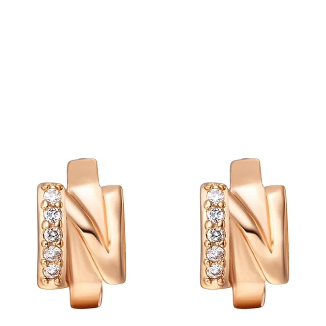 Ma Petite Amie Rose Gold Plated 'N' Initial Earrings with Swarovski Crystals