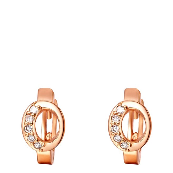 Ma Petite Amie Rose Gold Plated 'O' Initial Earrings with Swarovski Crystals