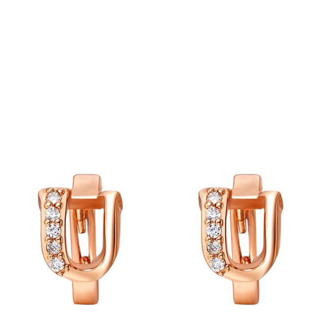Ma Petite Amie Rose Gold Plated 'U' Initial Earrings with Swarovski Crystals