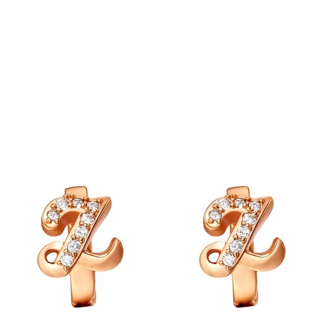Ma Petite Amie Gold Plated 'Z' Initial Earrings with Swarovski Crystals