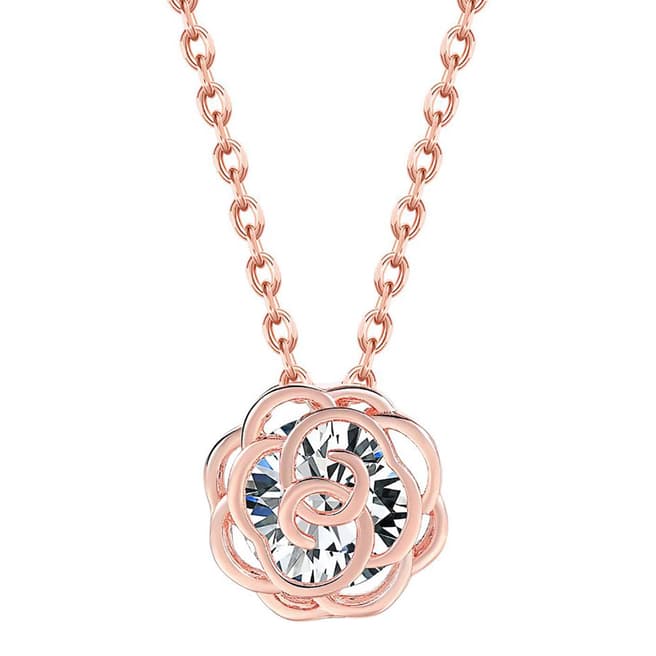 Ma Petite Amie Rose Gold Plated Flower Necklace with Swarovski Elements