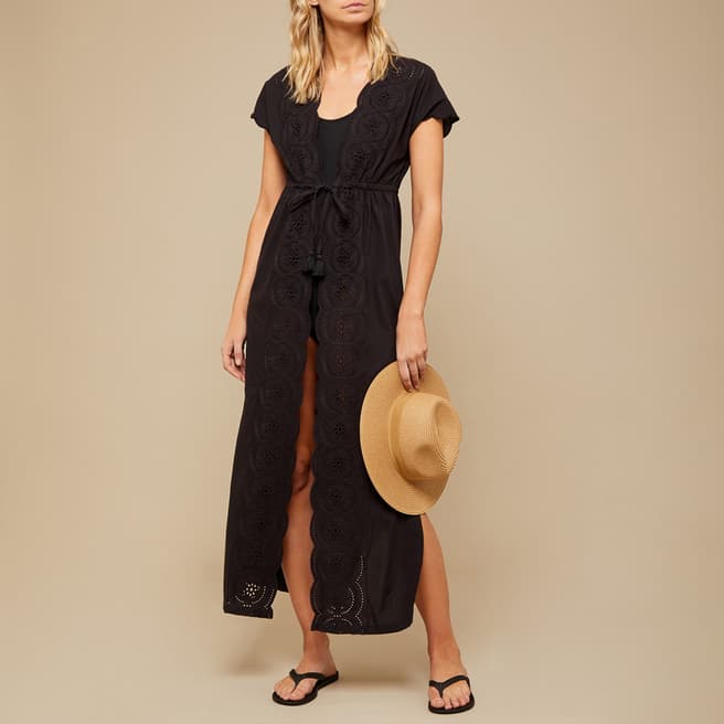 N°· Eleven Black Cotton Broderie Anglaise Cover Up