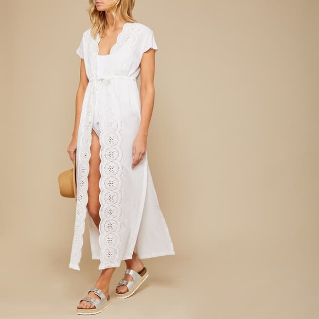 N°· Eleven White Cotton Broderie Anglaise Cover Up