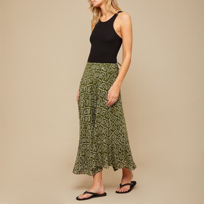 N°· Eleven Khaki Tile Print Sequin Maxi Skirt